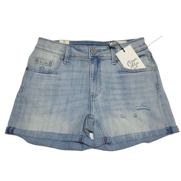 Cosmic Blue Love Light Wash Riptide Jean Shorts 25 - Picture 1 of 7